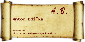 Anton Béke névjegykártya